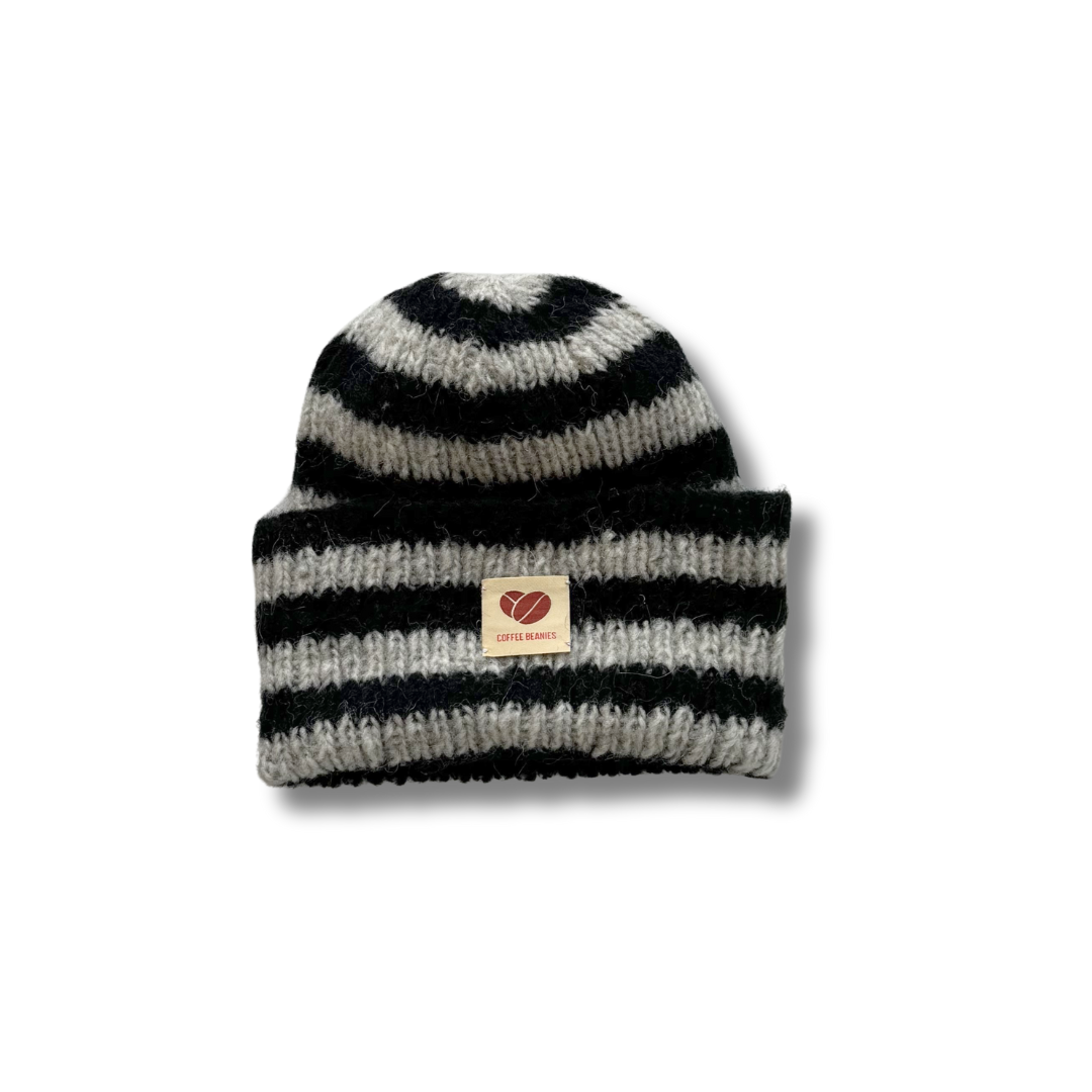 Sky beanie strikhue - Striped Black/Light Grey